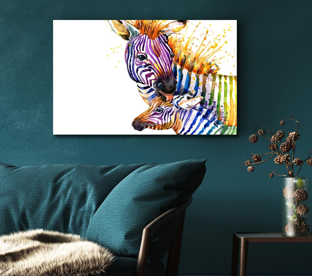 Picture of Zebra Paint Splatter Canvas Print Wall Art