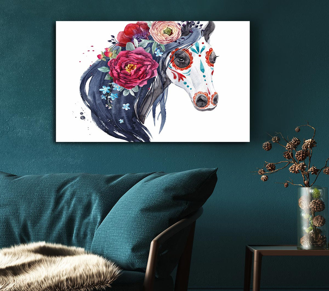 Picture of Day Of The Dead Horse Canvas Print Wall Art