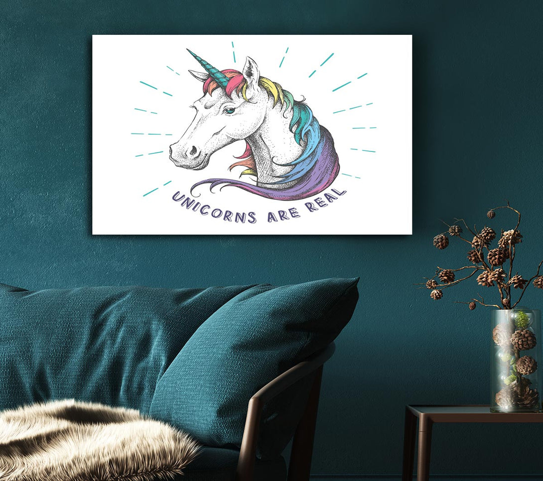 Picture of Unicorns Are Real Canvas Print Wall Art