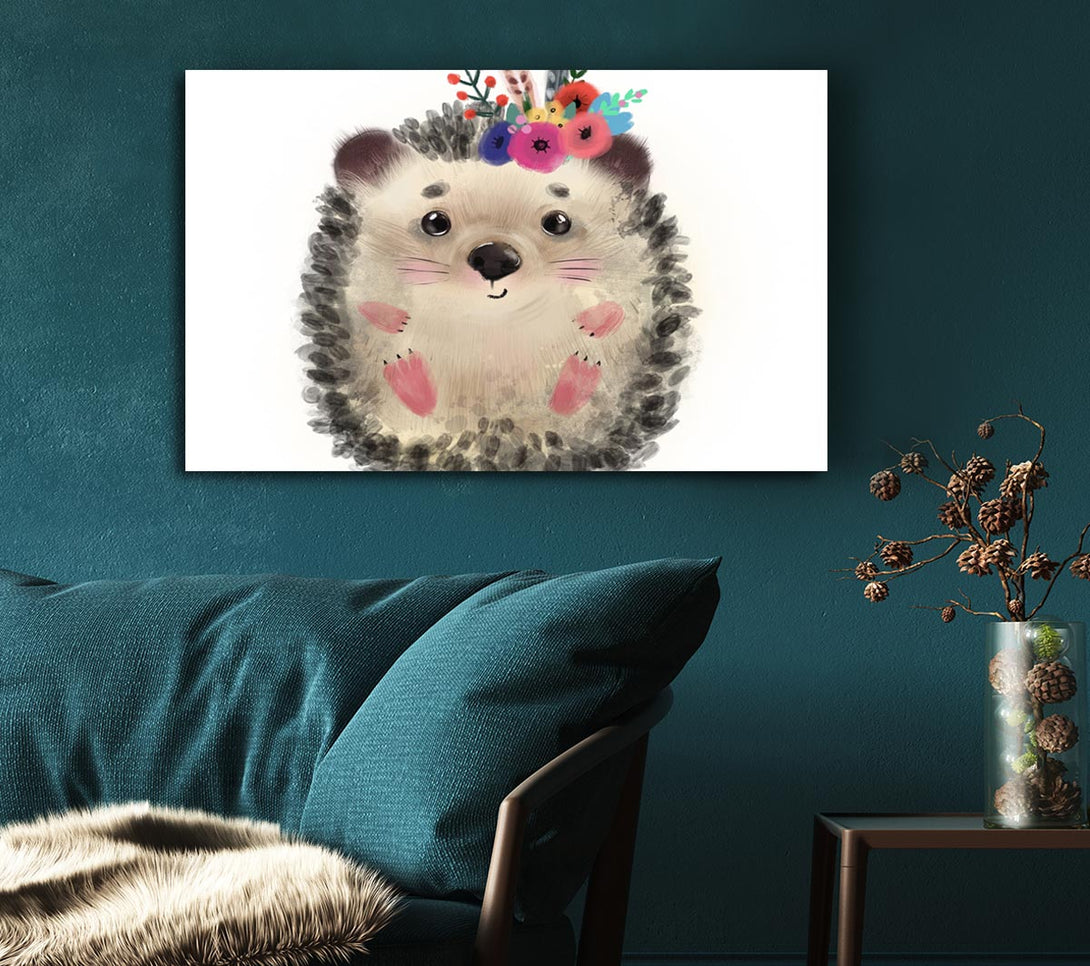 Picture of The Curled Up Hedgehog Canvas Print Wall Art