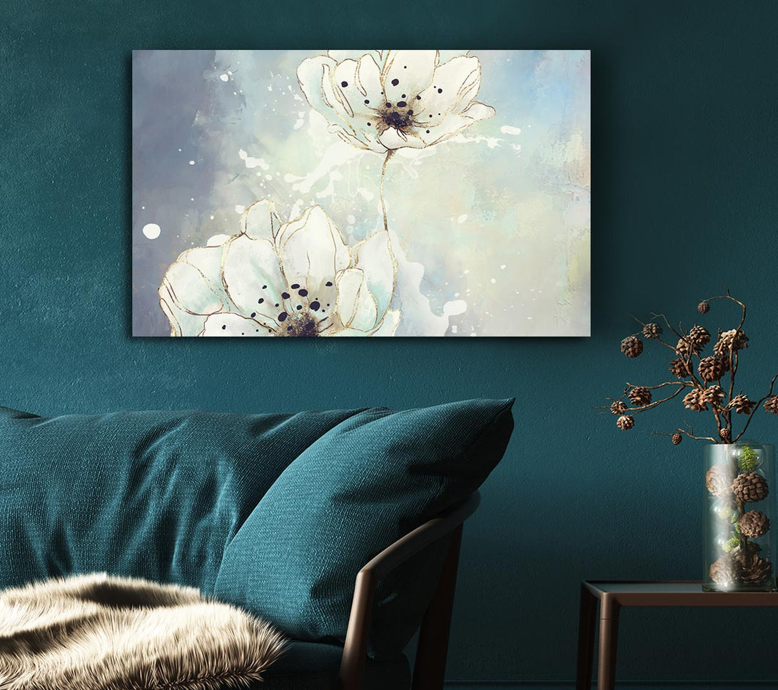 Picture of White Flowers In Abstract Canvas Print Wall Art