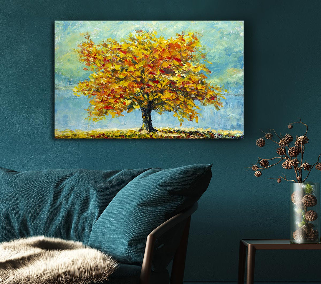 Picture of Tree Burns Orange Canvas Print Wall Art