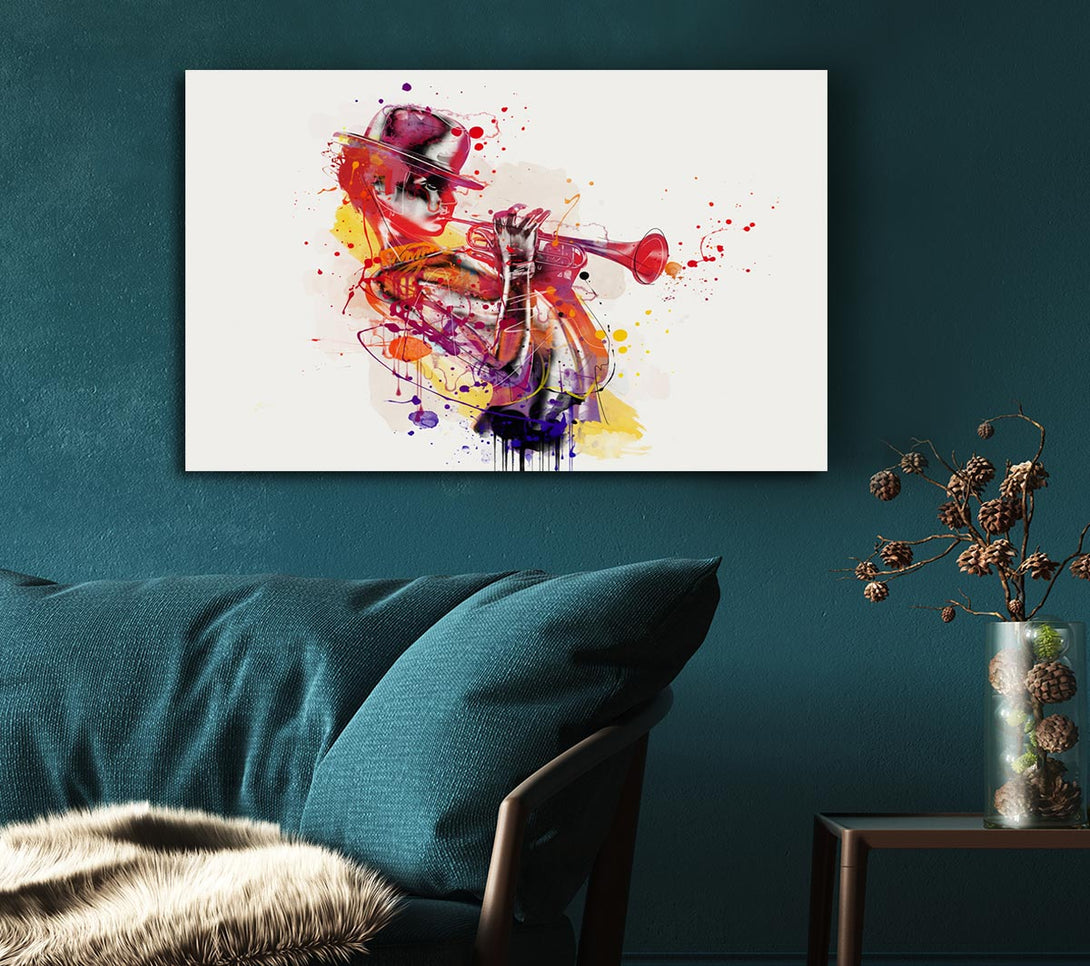 Picture of Playing The Horn Canvas Print Wall Art