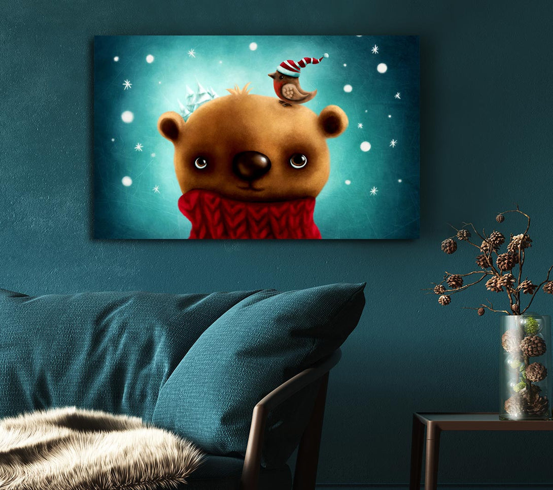 Picture of Little Bear And Robin Canvas Print Wall Art