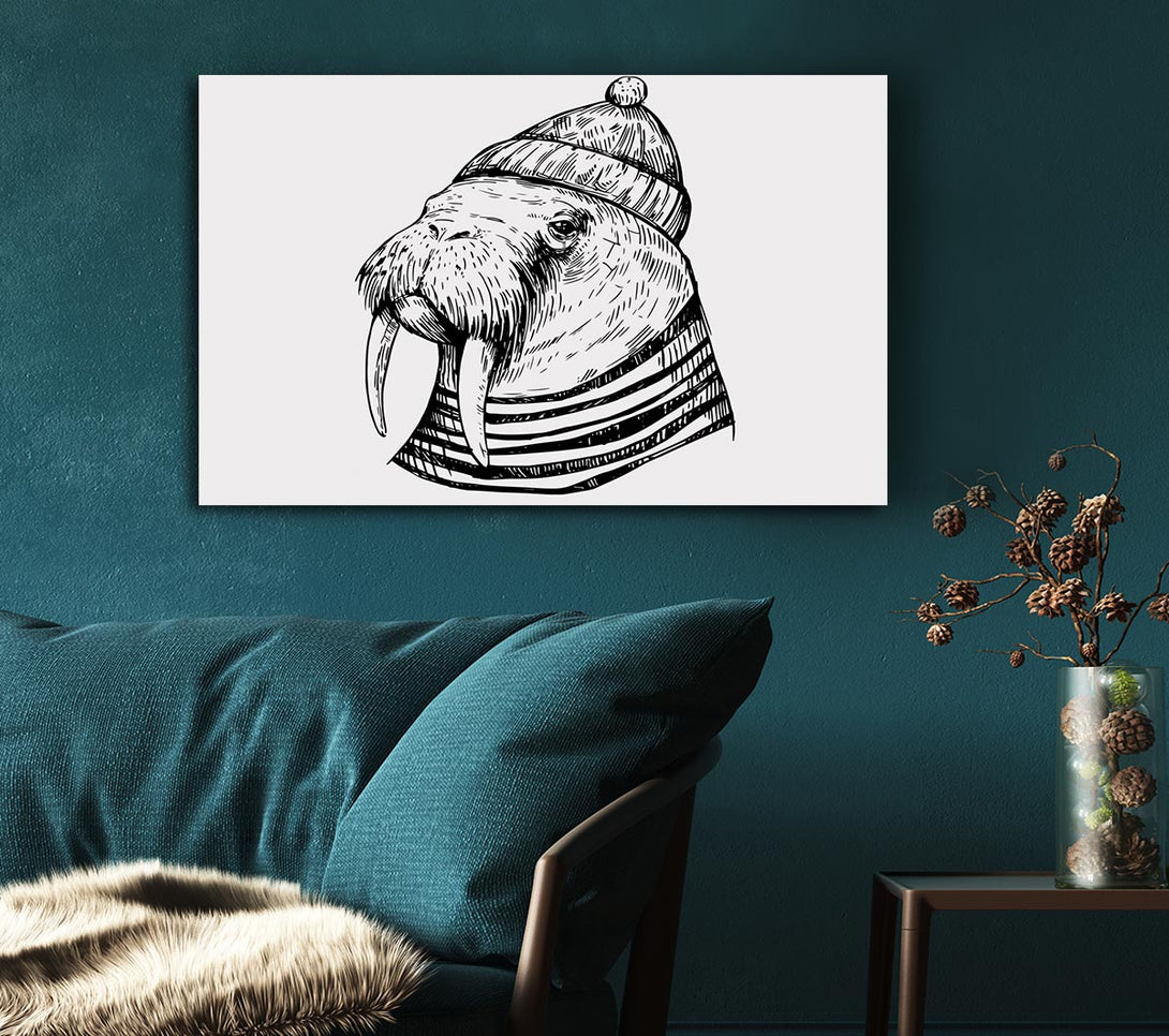 Picture of Hipster Walrus Canvas Print Wall Art