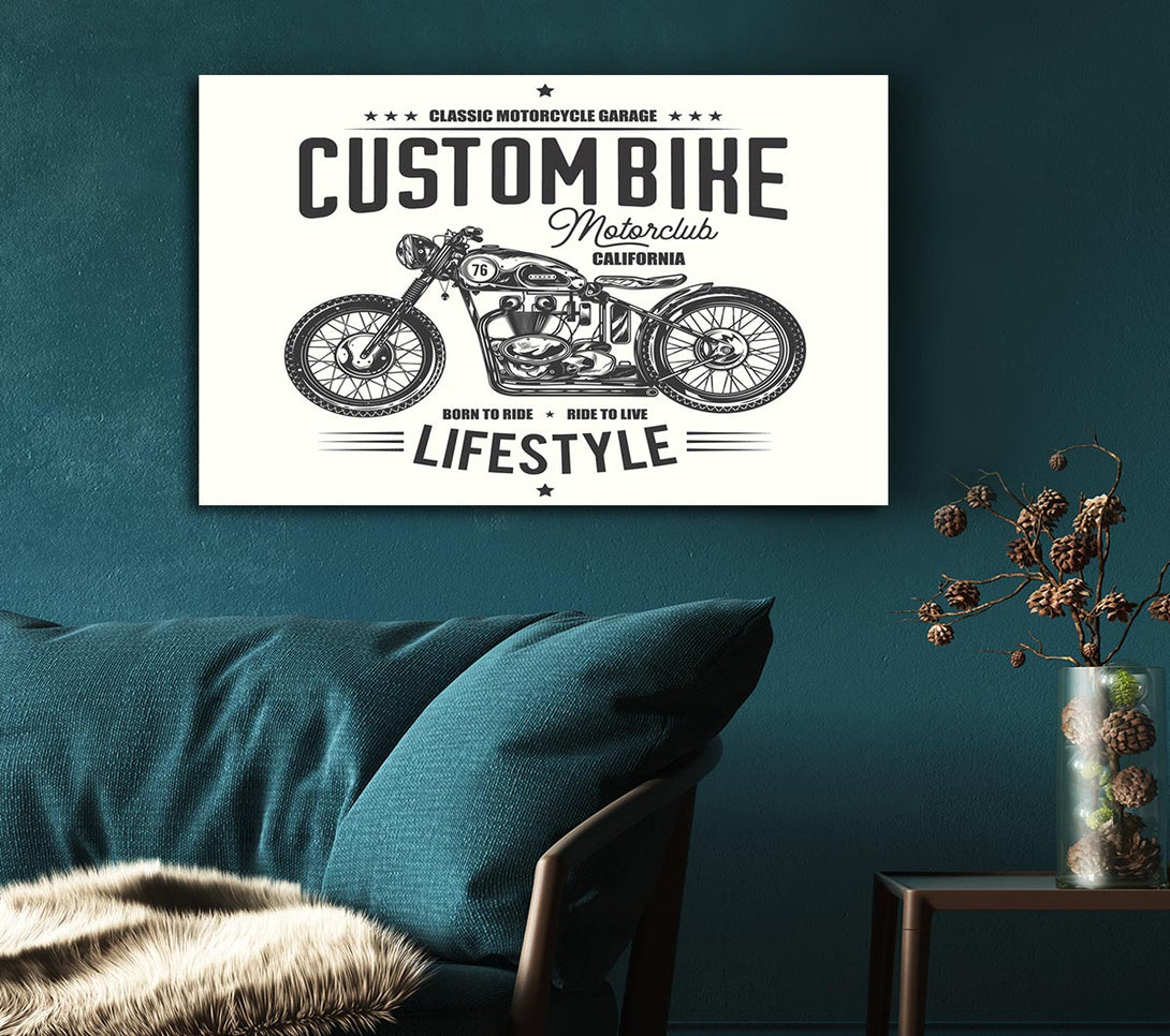 Picture of Custom Bike Motor Club Canvas Print Wall Art