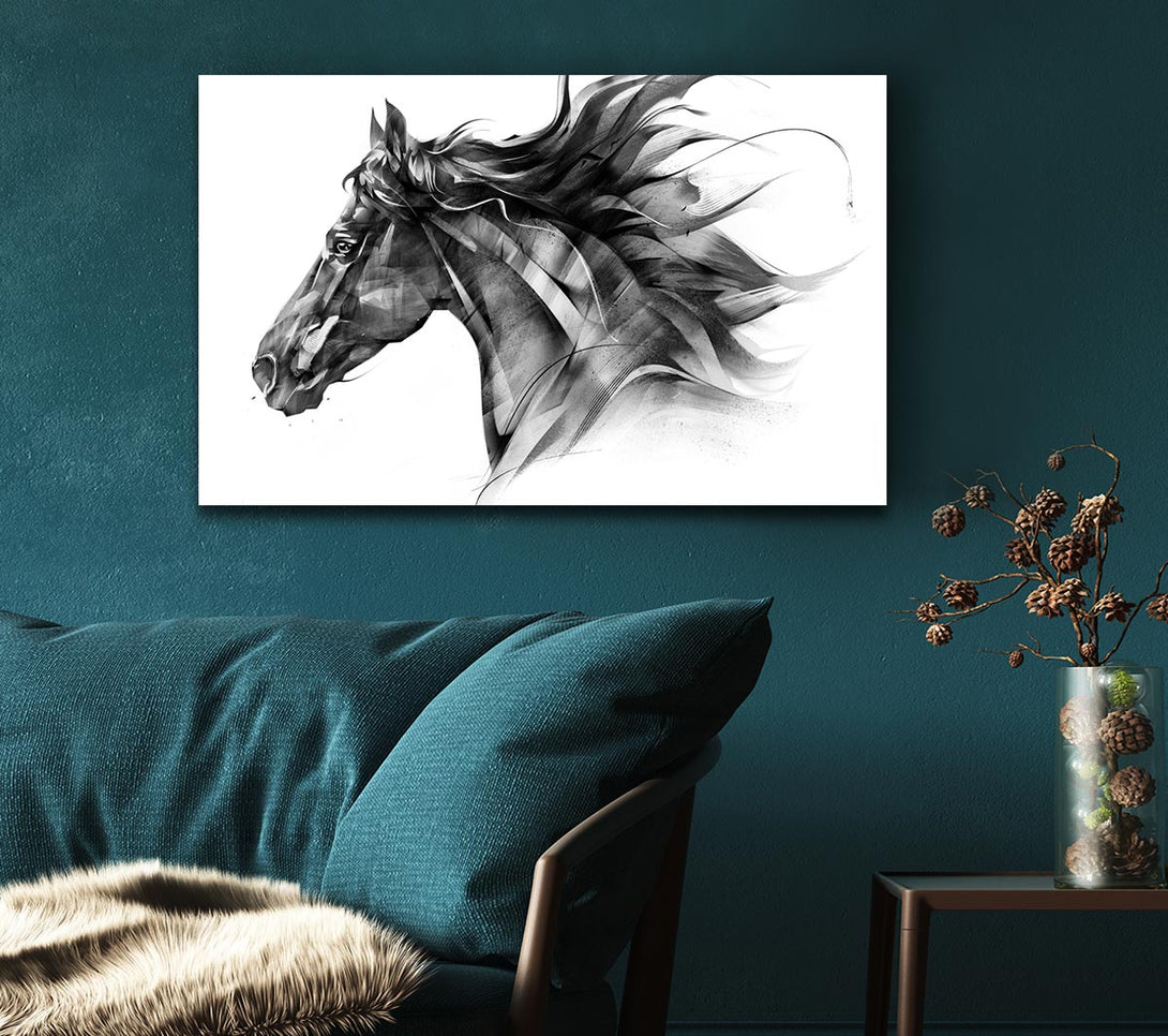 Picture of Horse Galloping Head Canvas Print Wall Art