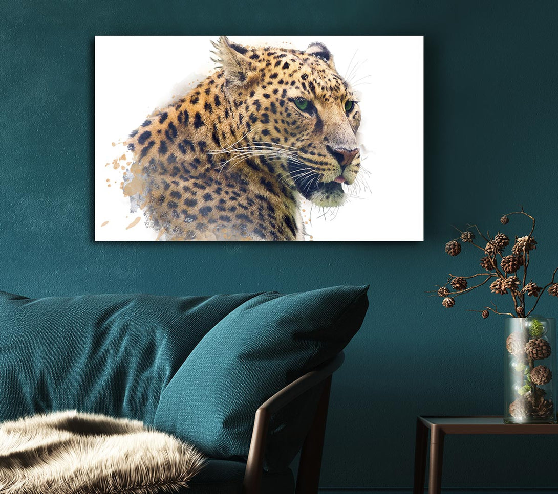 Picture of Watercolor Splash Leopard Canvas Print Wall Art