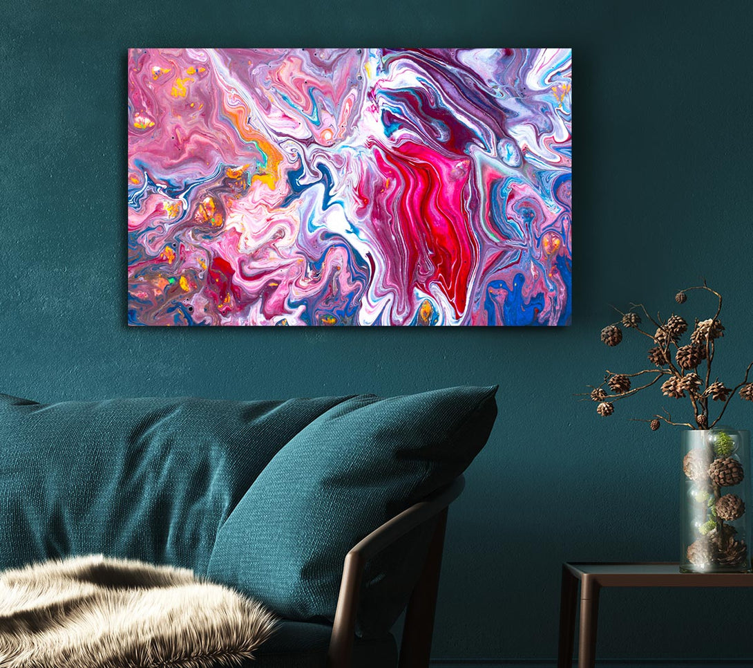 Picture of Liquid Swirl Paint Purple Canvas Print Wall Art