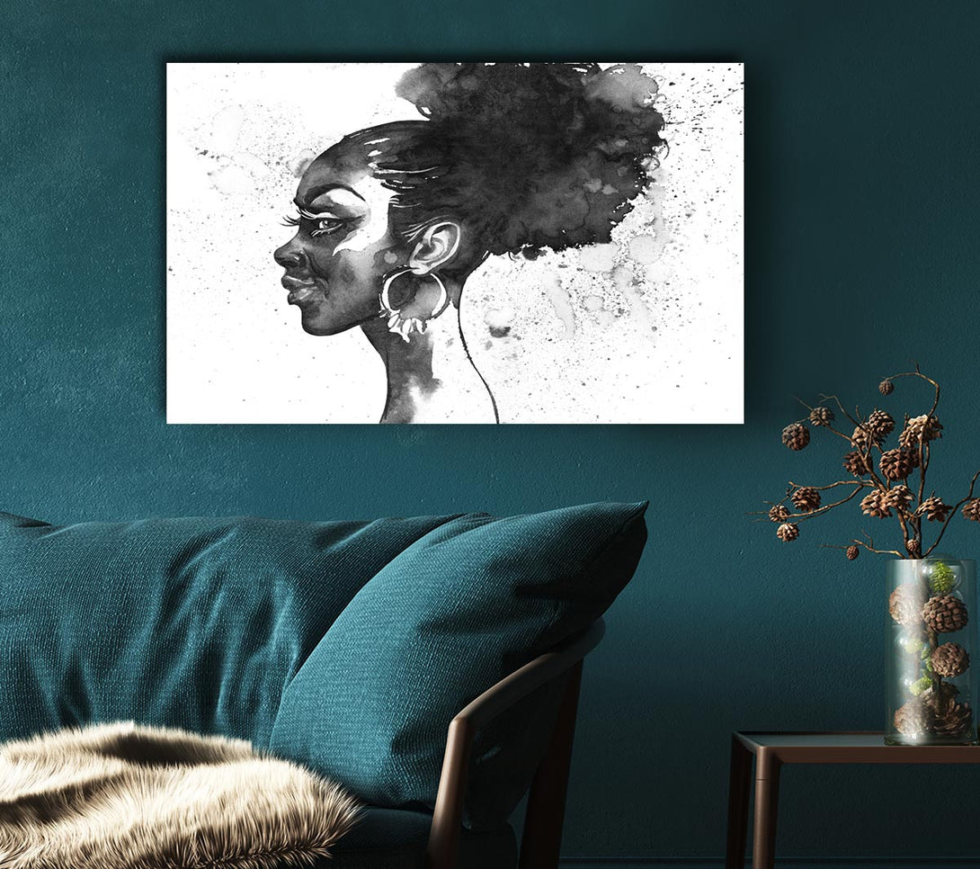 Picture of Ink Drawing Face Canvas Print Wall Art