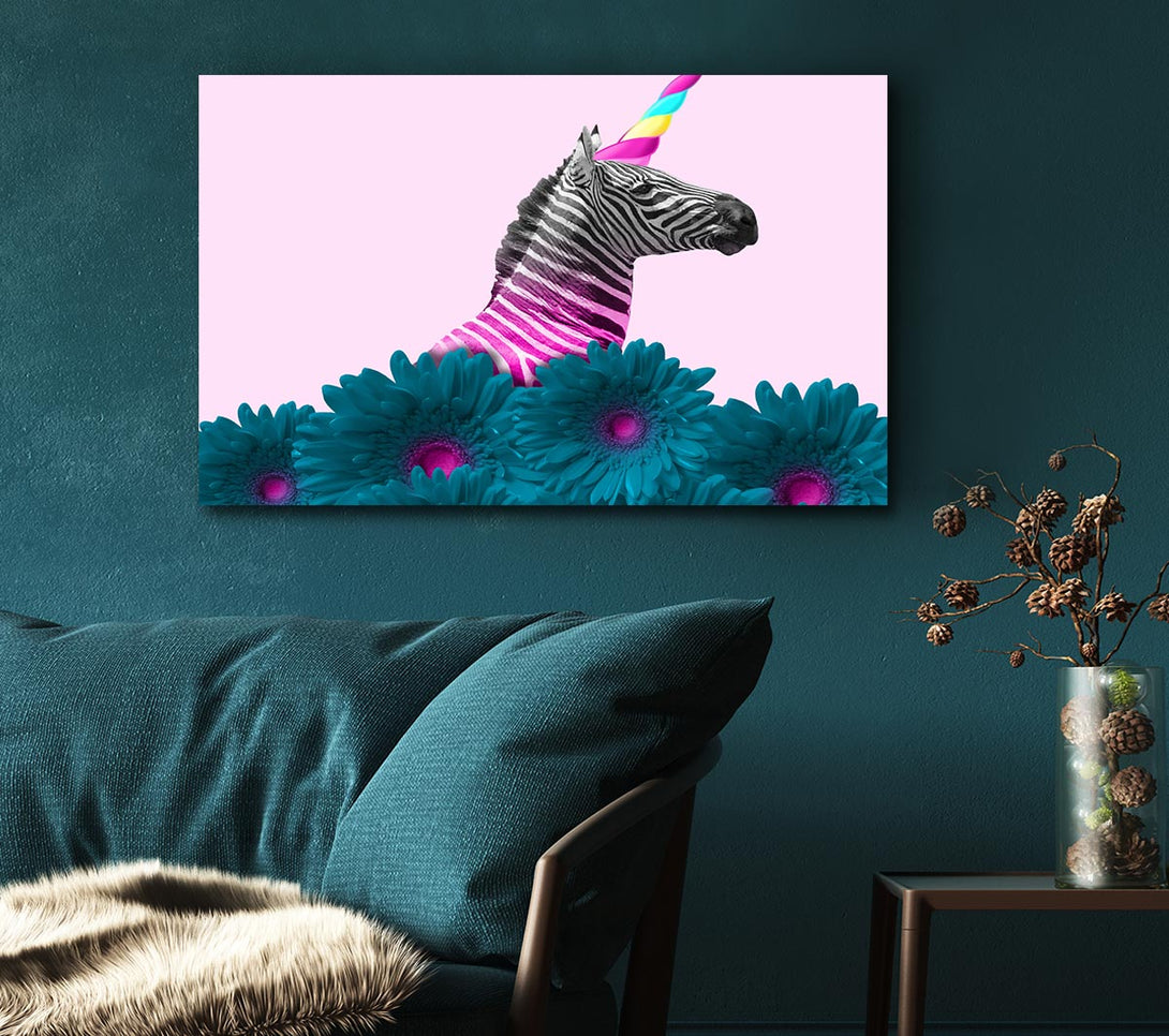 Picture of The Horned Zebra Canvas Print Wall Art