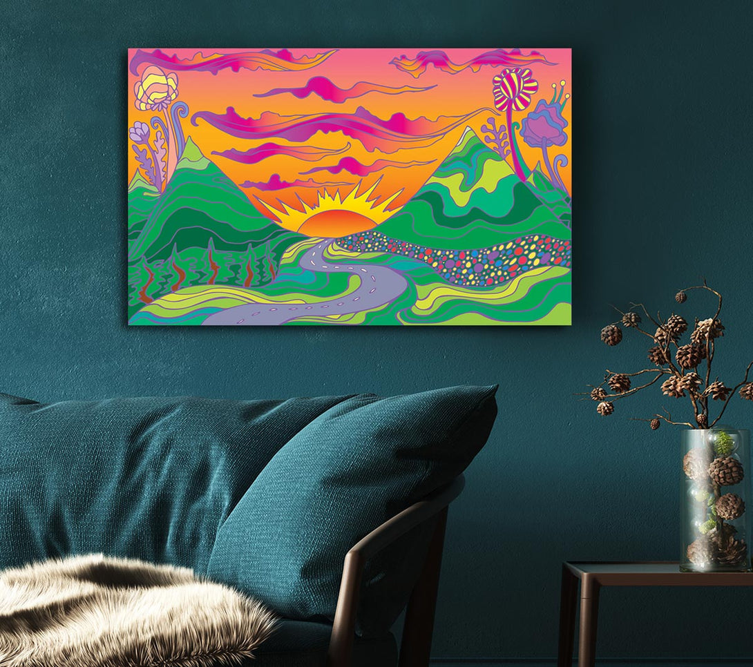 Picture of Psychedelic Landscape Canvas Print Wall Art