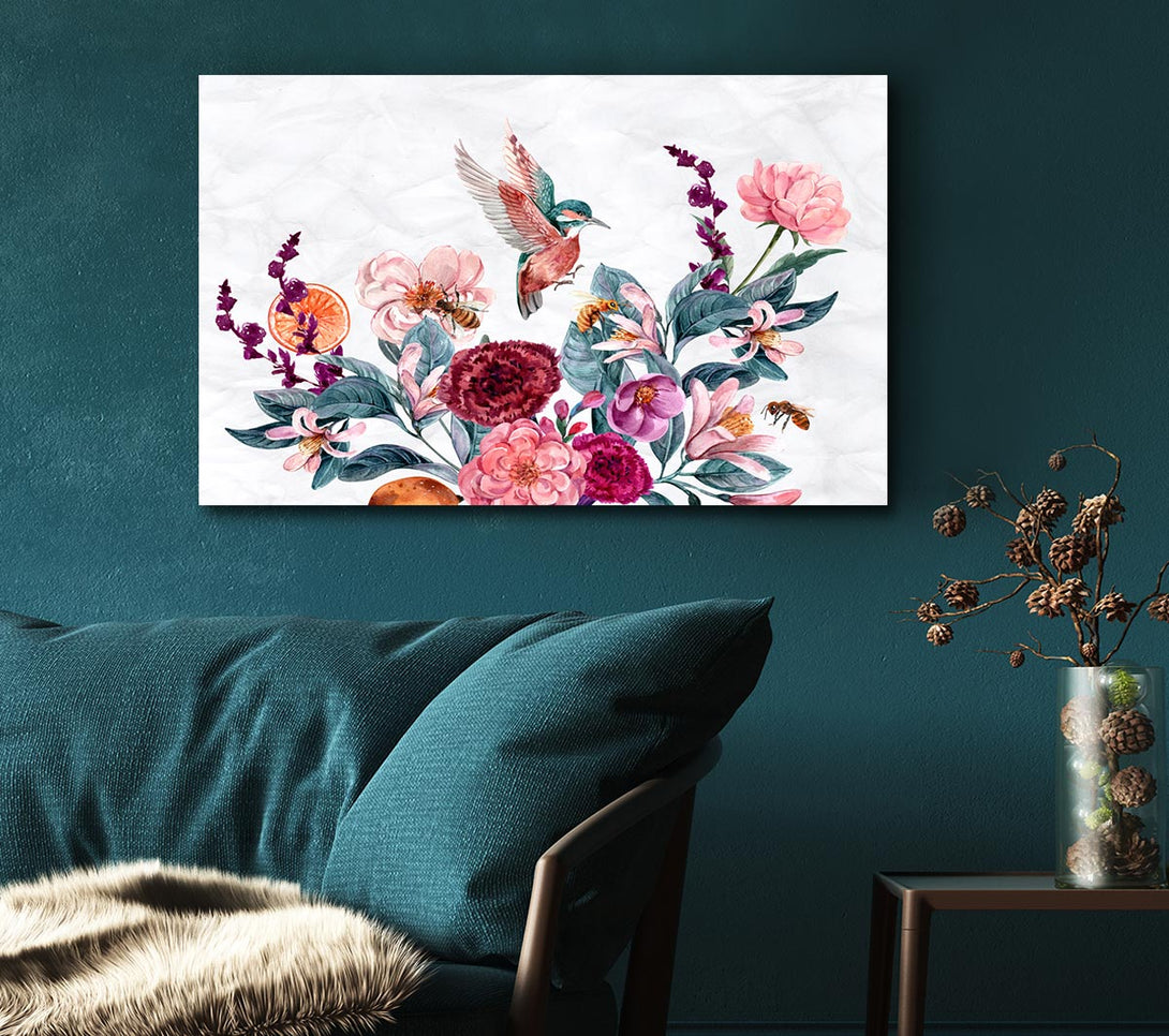 Picture of The Kingfisher Landing Canvas Print Wall Art