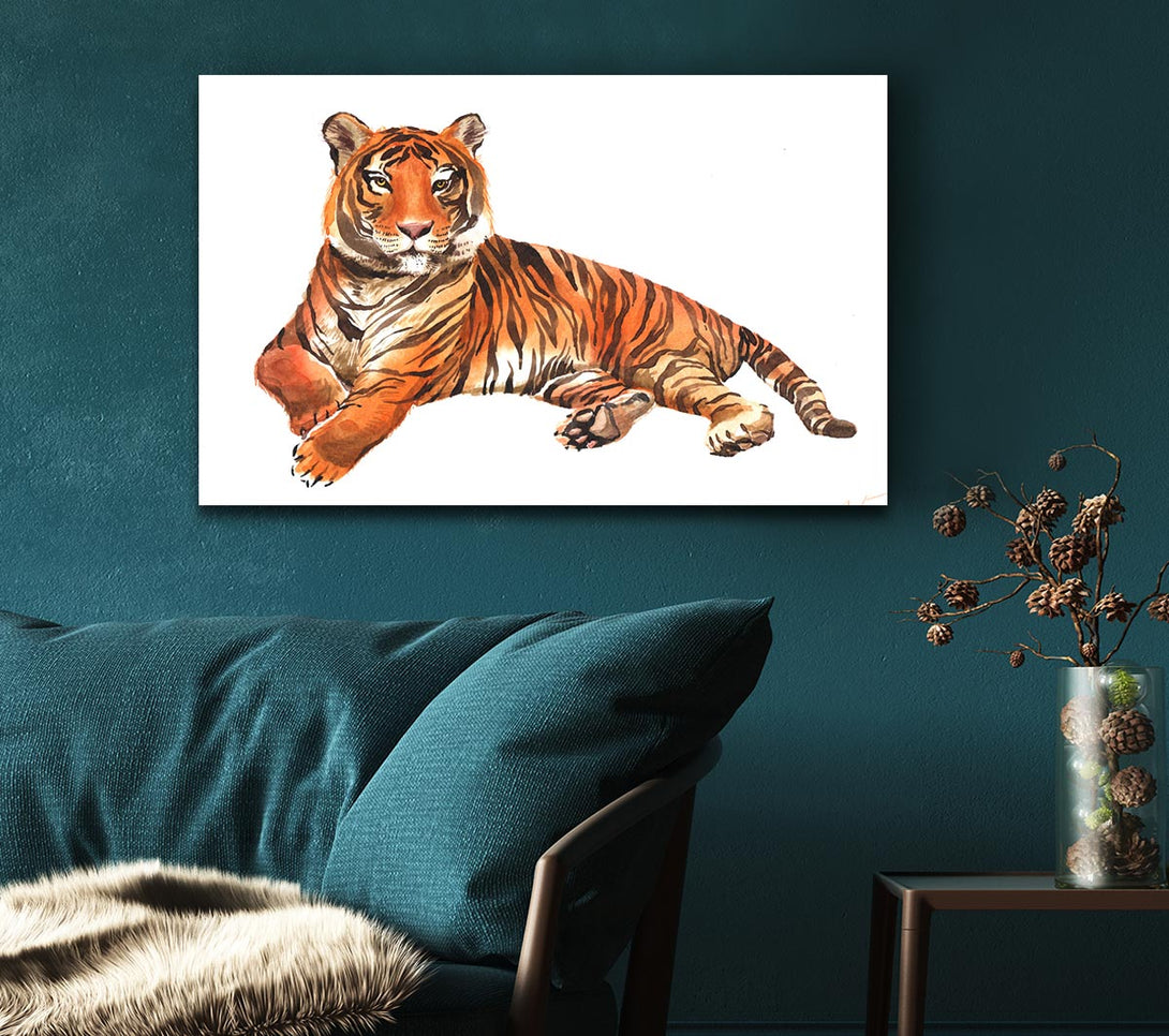 Picture of Tiger Laying Down Canvas Print Wall Art