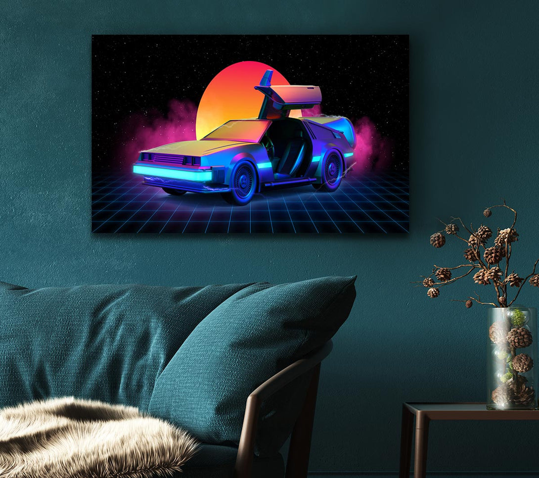 Picture of Delorean Smoke Sunrise Canvas Print Wall Art