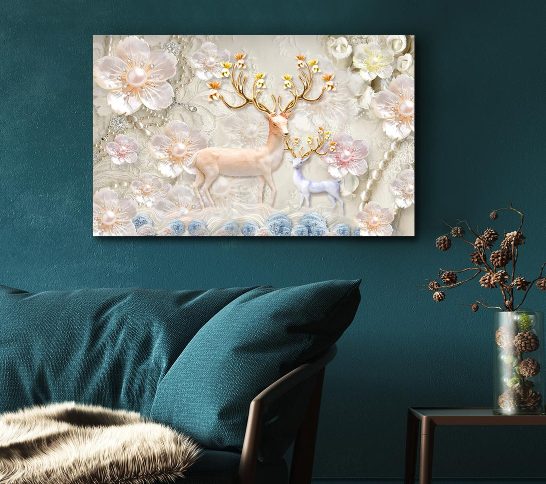 Picture of The Majestic Deer And Doe Canvas Print Wall Art