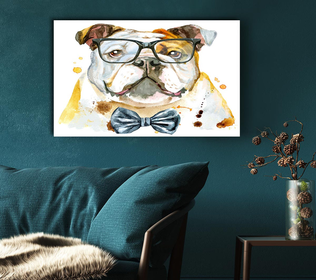 Picture of The Bulldog With Glasses Canvas Print Wall Art