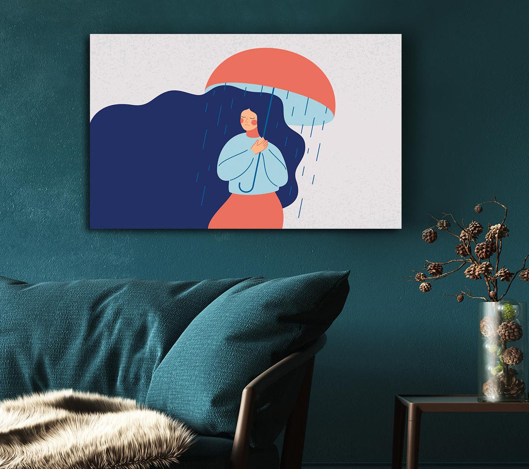 Picture of Raining On The Woman Canvas Print Wall Art