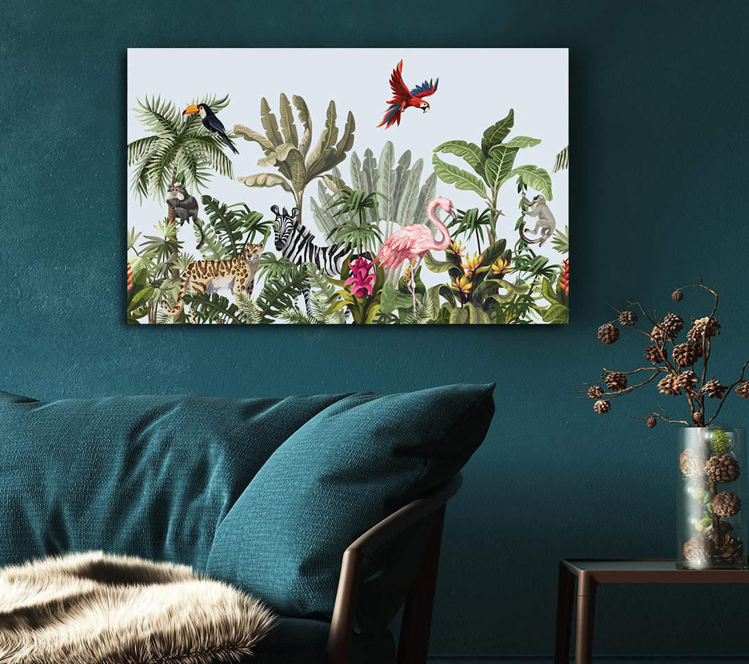 Picture of Jungle Paradise Animals Canvas Print Wall Art