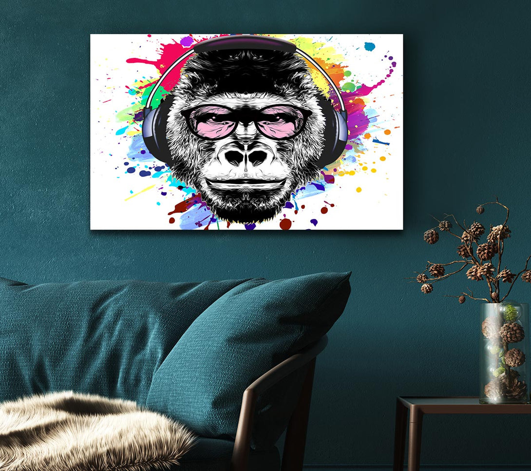 Picture of Gorilla Glasses Paint Splatter Canvas Print Wall Art