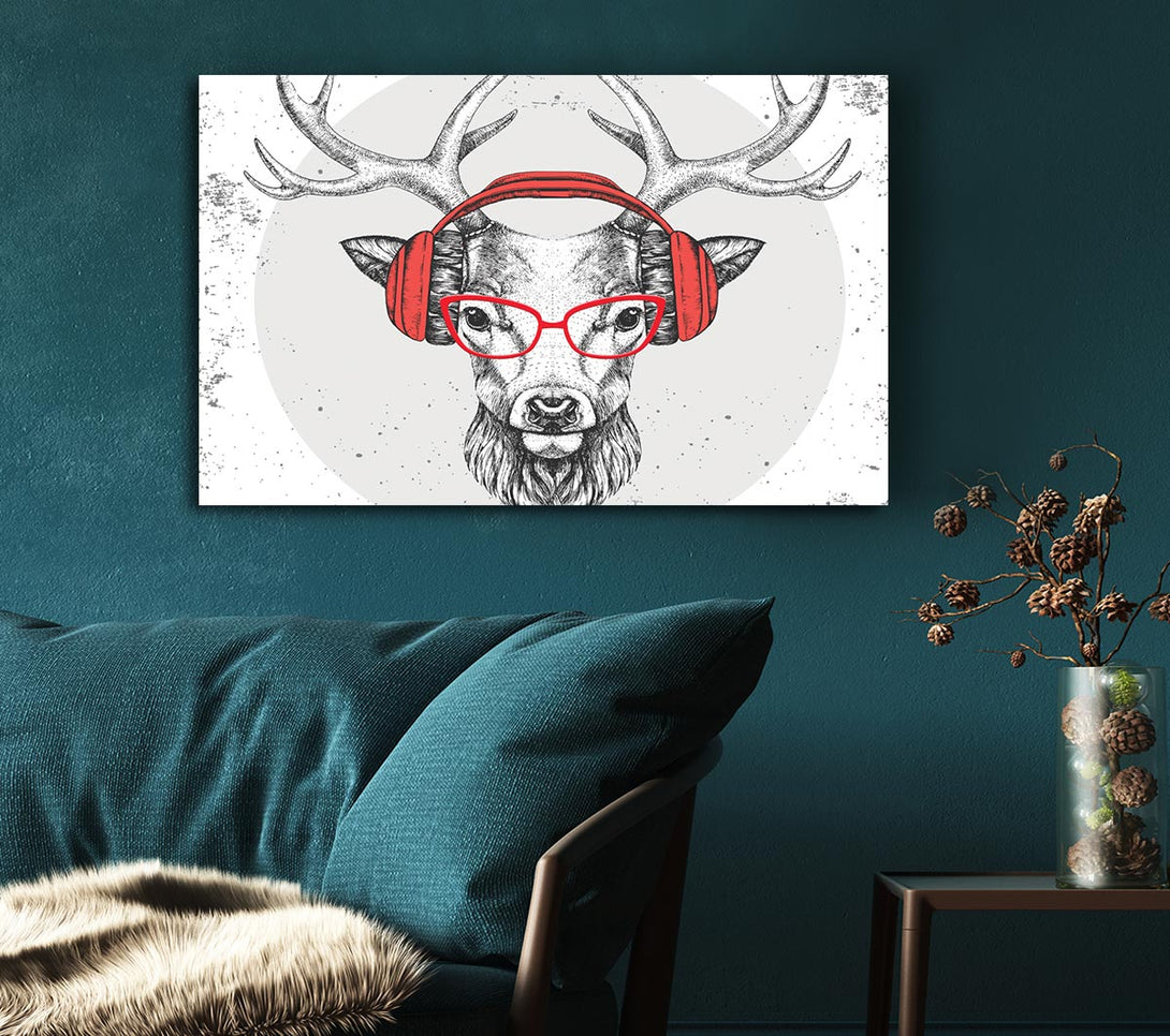 Picture of The Stag Headphones Canvas Print Wall Art