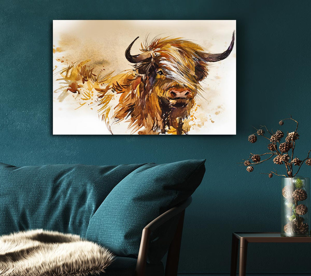 Picture of The Orange Highland Cow Canvas Print Wall Art