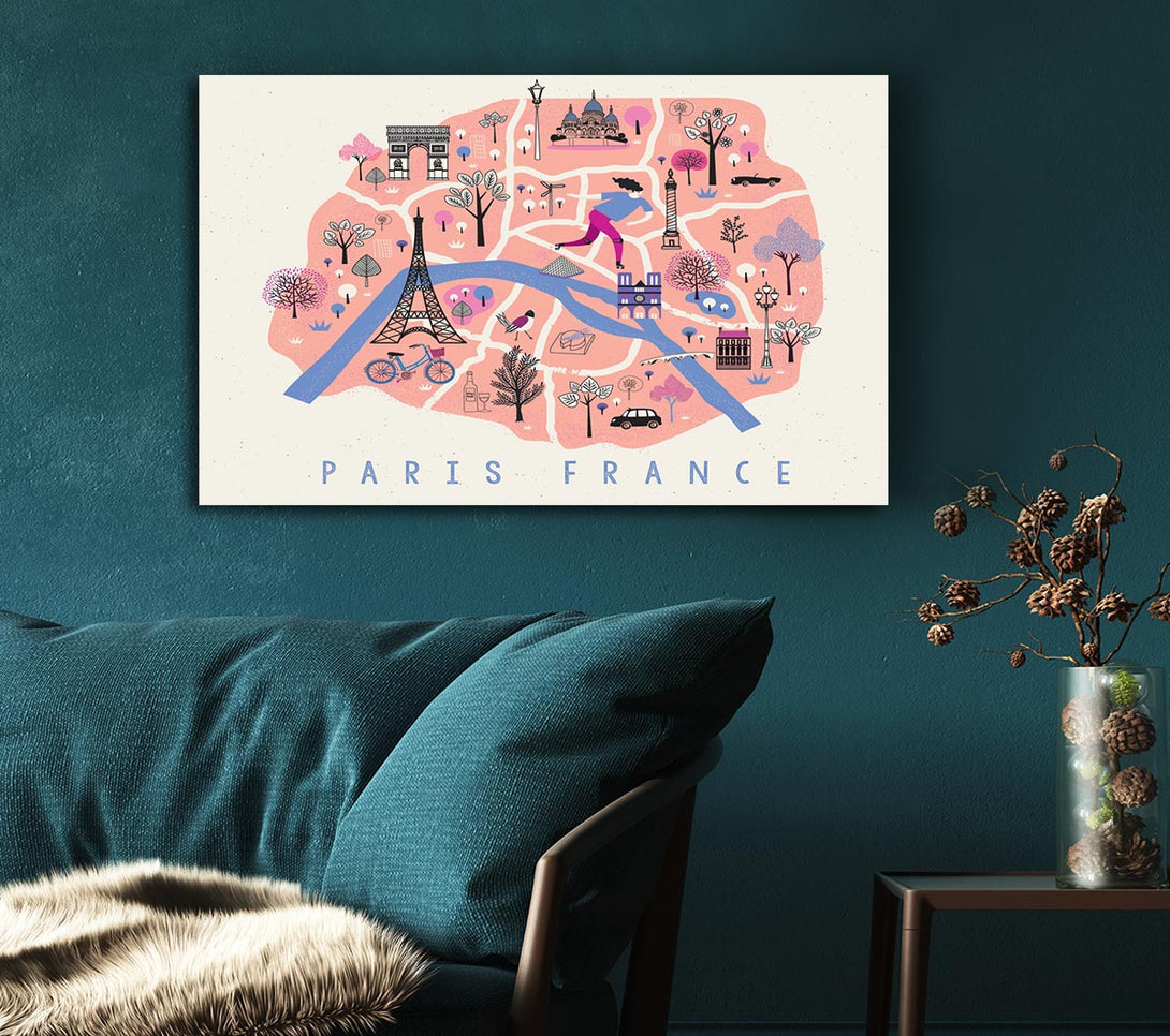 Picture of The Little Map Of France Canvas Print Wall Art