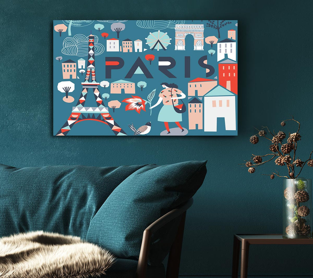 Picture of The Little Map Of Paris Canvas Print Wall Art