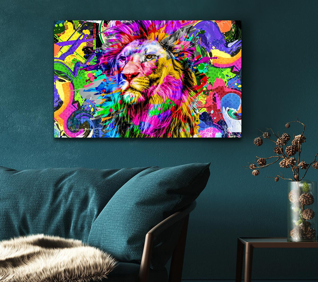 Picture of Rainbow Vivid Lion Canvas Print Wall Art