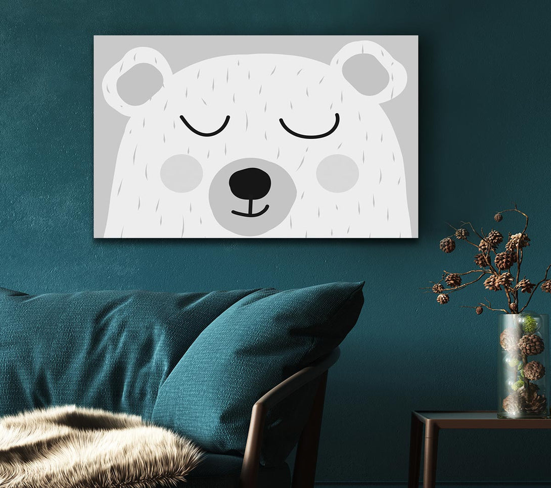 Picture of The Cute Bear Head Grey Canvas Print Wall Art