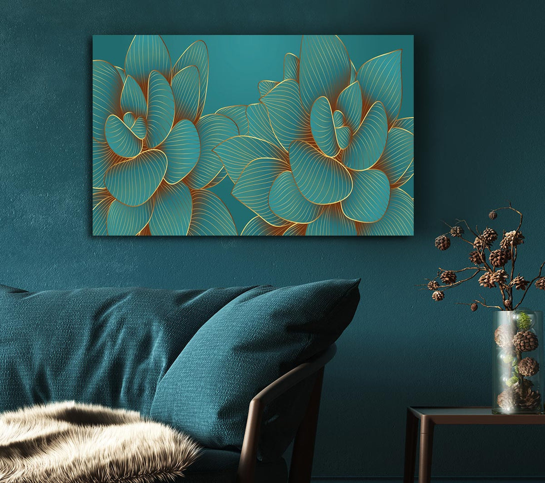 Picture of Green Petal Flower Fancy Canvas Print Wall Art