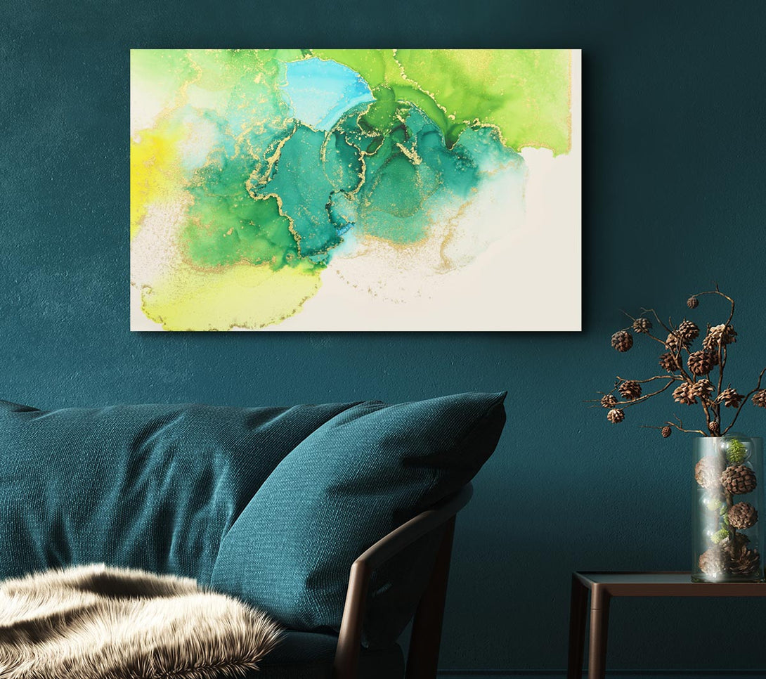 Picture of The Green And Blue Gold Wash Canvas Print Wall Art