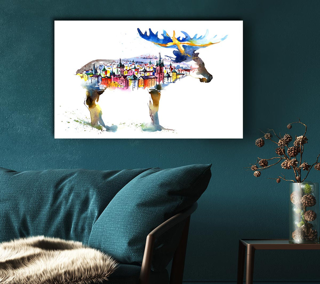 Picture of The Moose Town Canvas Print Wall Art