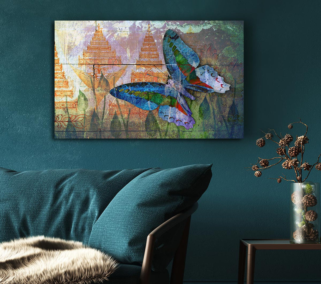 Picture of The Vivid Butterfly Grunge Canvas Print Wall Art