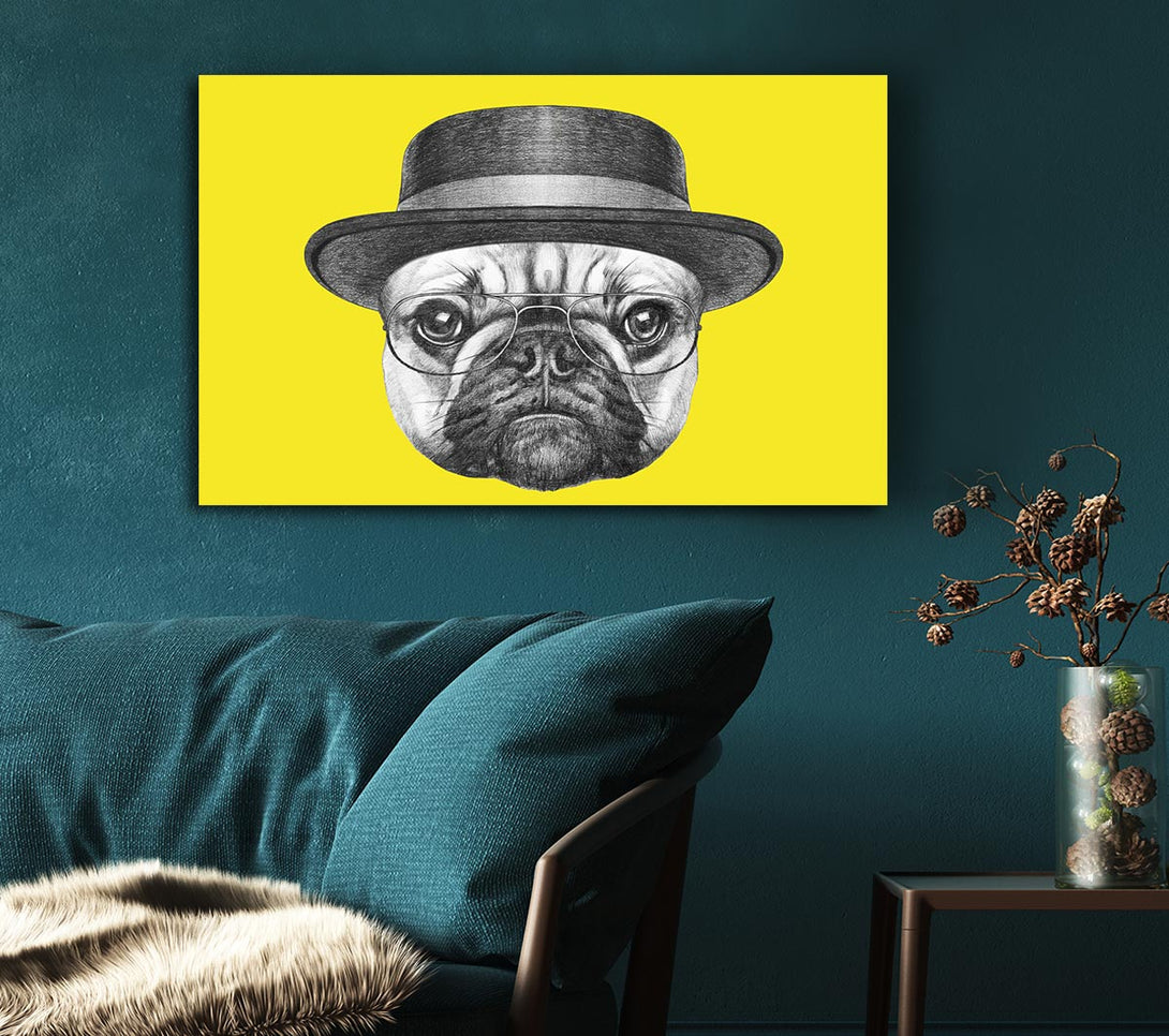 Picture of The Pug With A Hat Canvas Print Wall Art