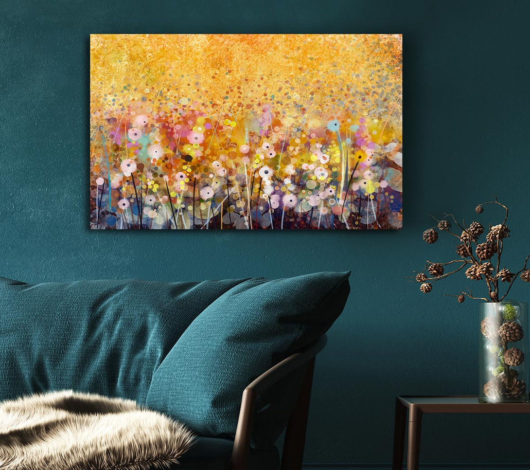 Picture of Dainty Flowers Field Canvas Print Wall Art