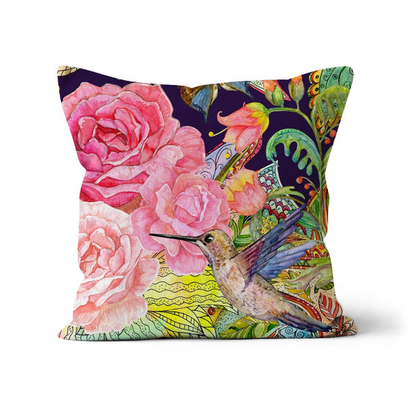 Hummingbird Flowers Cushion