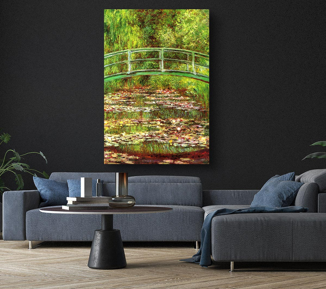 Picture of Monet Bridge Over The Sea Rose Pond Canvas Print Wall Art