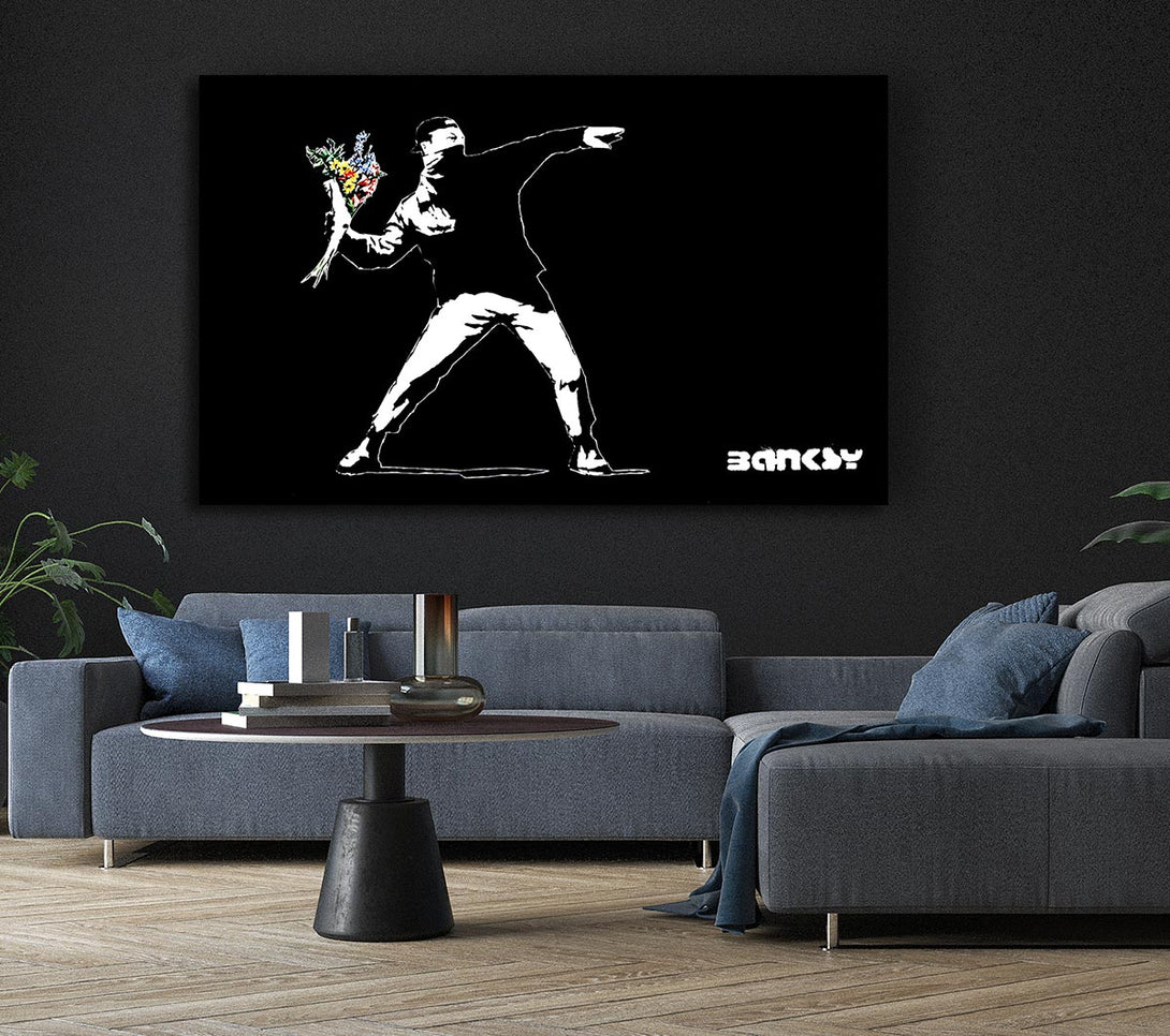 Picture of Flower Thrower Black Canvas Print Wall Art