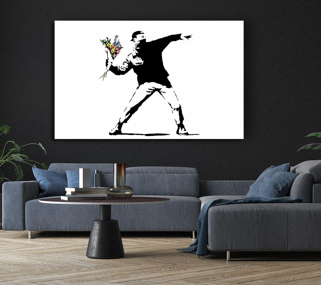 Picture of Flower Thrower White Canvas Print Wall Art