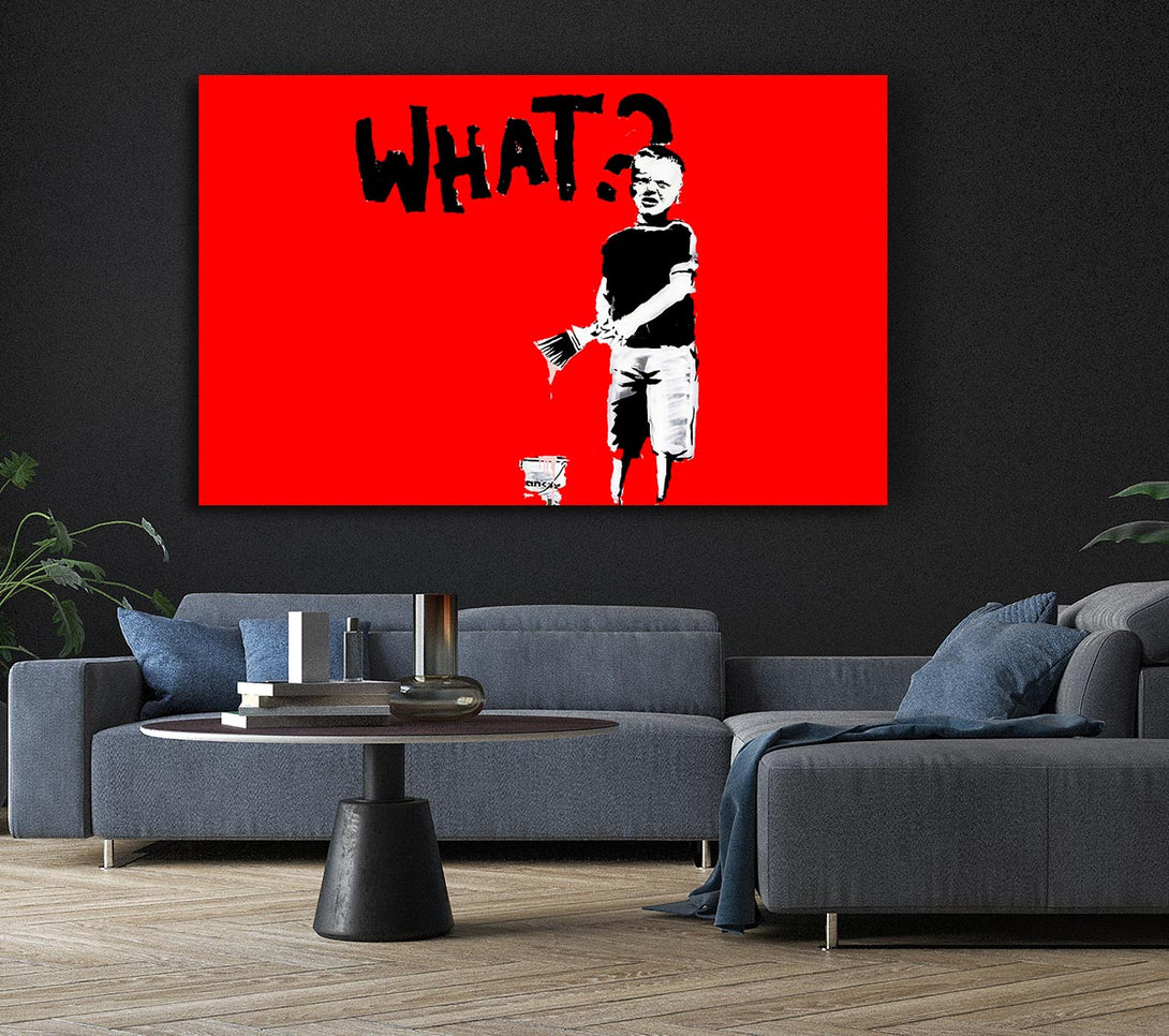 Picture of Graffiti Kid What Red Canvas Print Wall Art