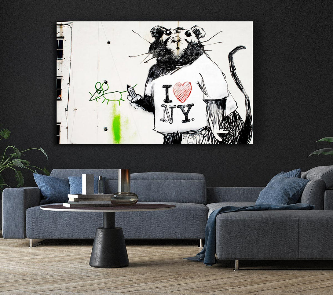 Picture of I Love New York Rat Canvas Print Wall Art