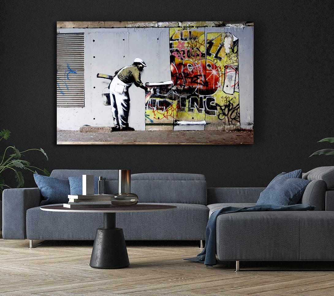 Picture of Wallpaper Over Robbo Graffiti Canvas Print Wall Art