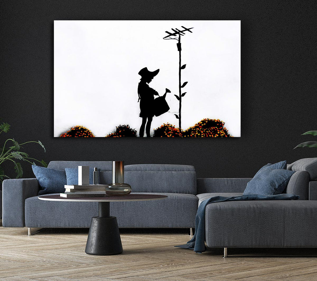 Picture of Watering Can Girl Canvas Print Wall Art