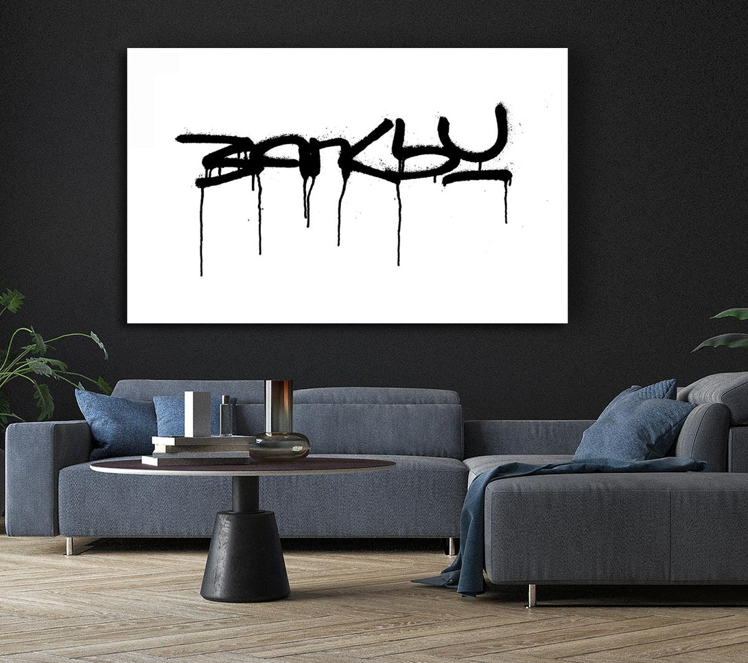 Picture of Banksy White Canvas Print Wall Art