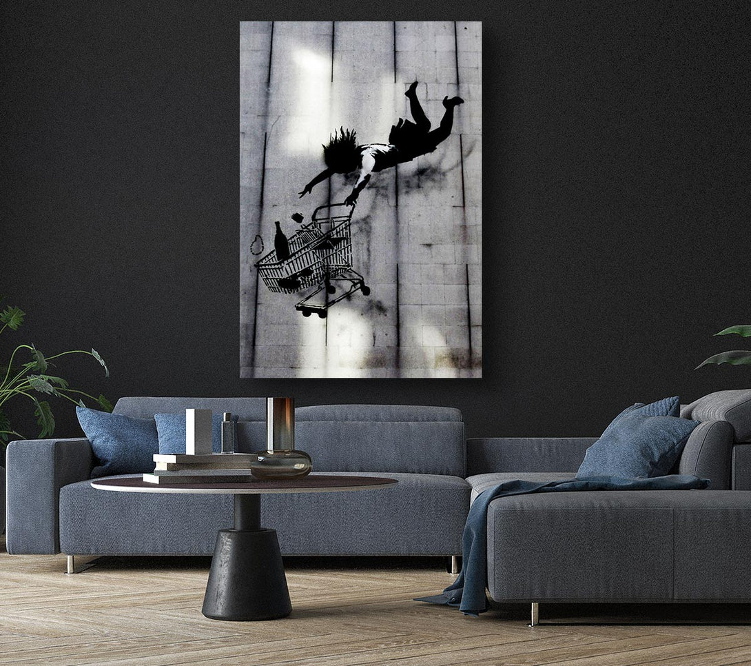 Picture of Flying Shopping Trolley Canvas Print Wall Art