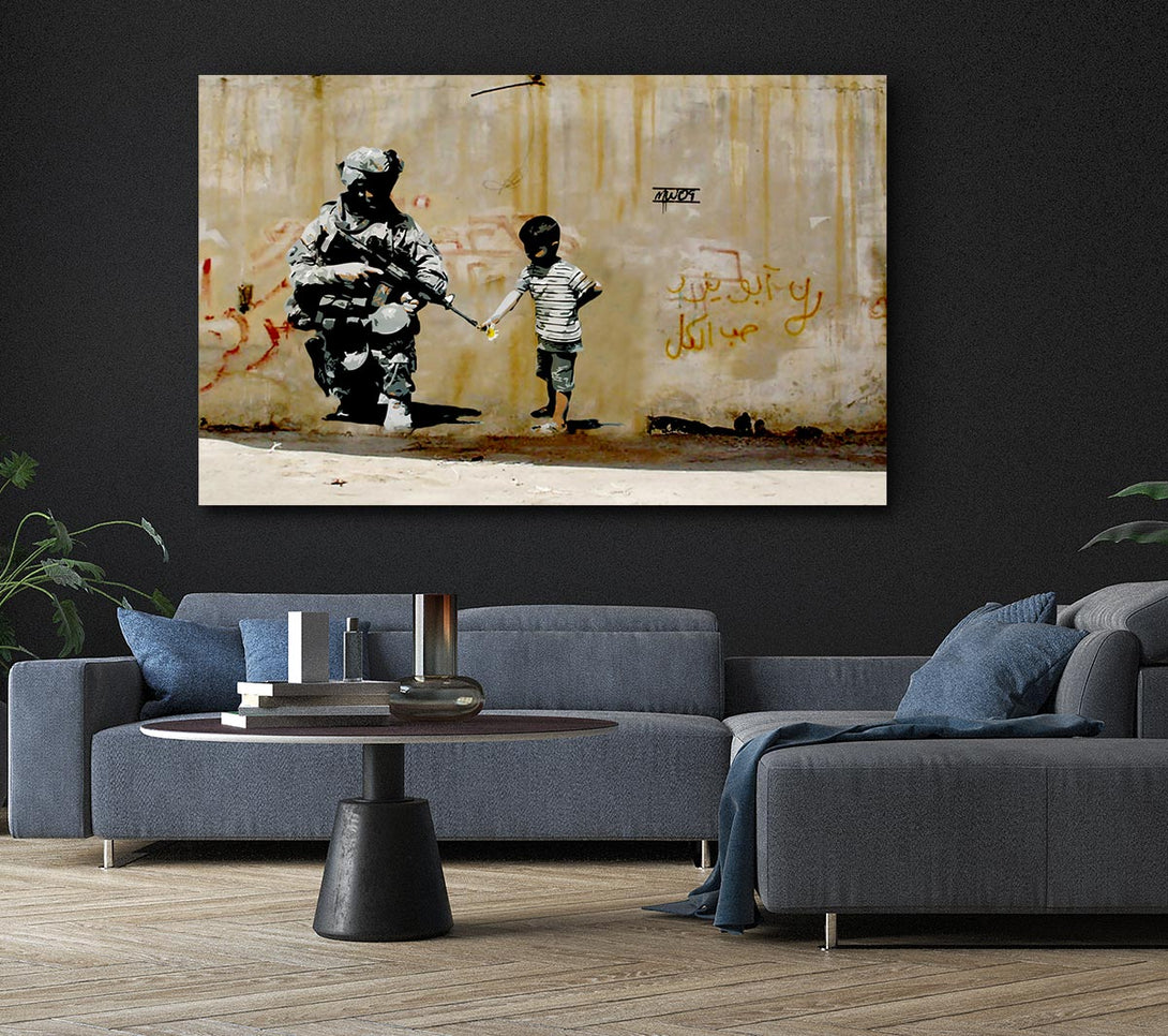 Picture of Soldier Flower Gun Boy Canvas Print Wall Art