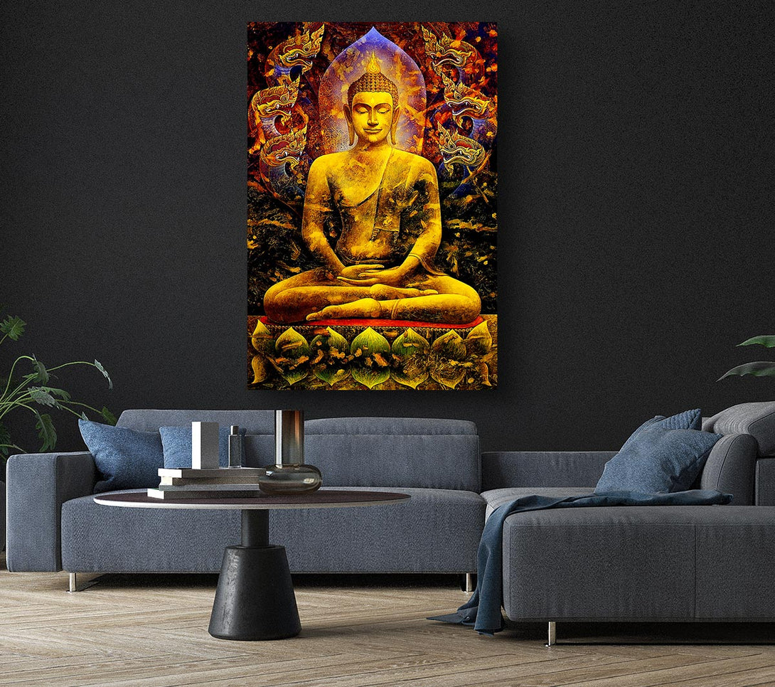 Picture of Meditating Buddha Dragons Canvas Print Wall Art