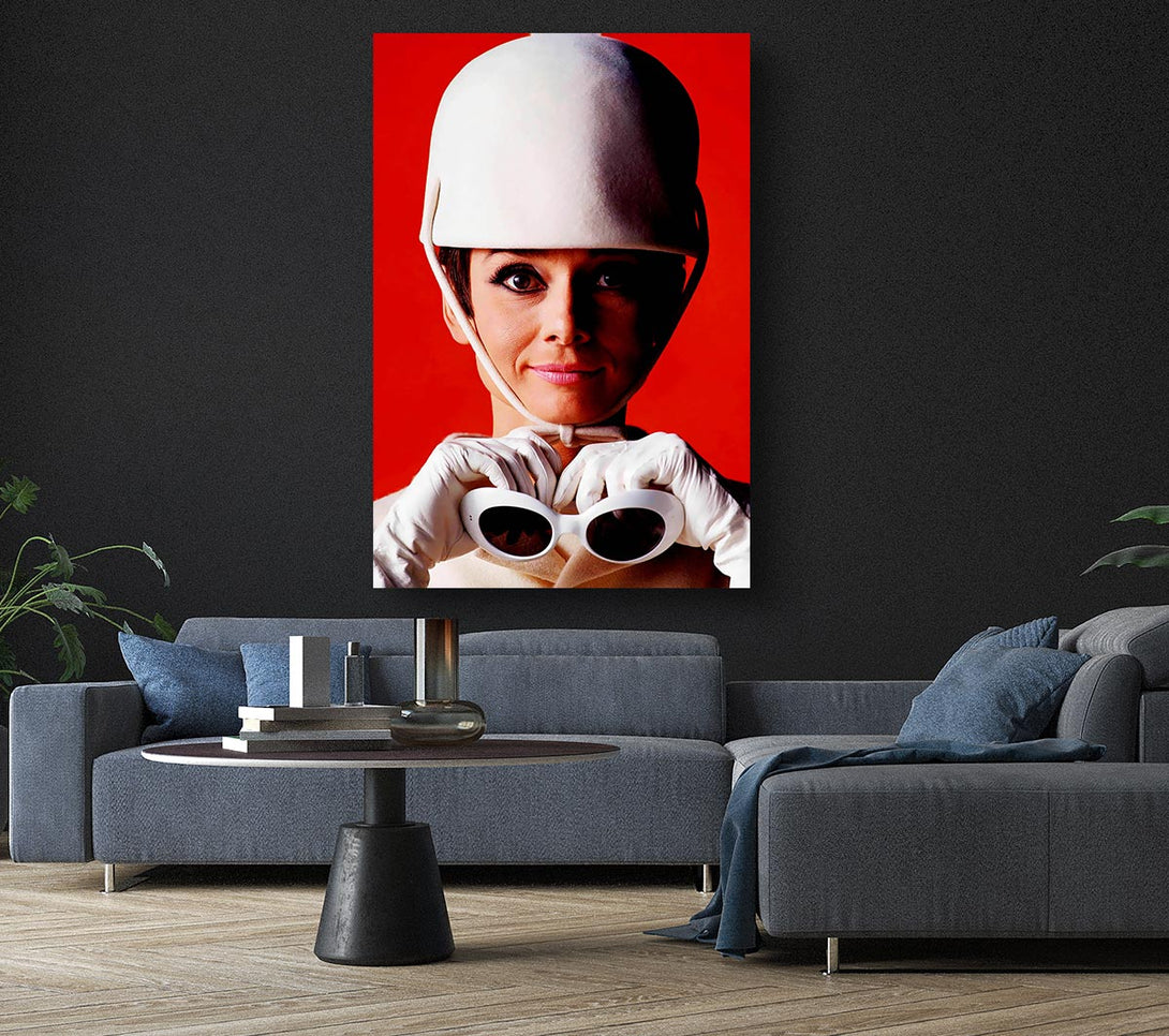 Picture of Audrey Hepburn Goggles Canvas Print Wall Art