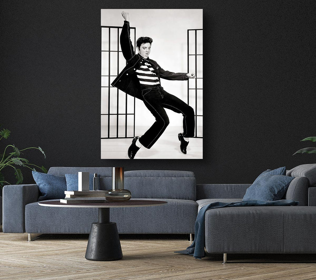 Picture of Elvis Jail House Rock B n W Canvas Print Wall Art